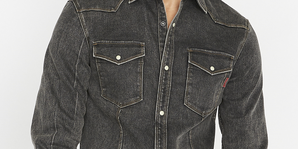 Buffalo David Bitton Men's Long Sleeve Slim Fit Button Down Casual Shirt Black  Size Small