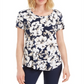 JM Collection Women's Floral Print Scoop Neck Top Blue Size X-Large