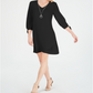 JM Collection Women's Tie-Sleeve Necklace Dress Black Size Petite XL