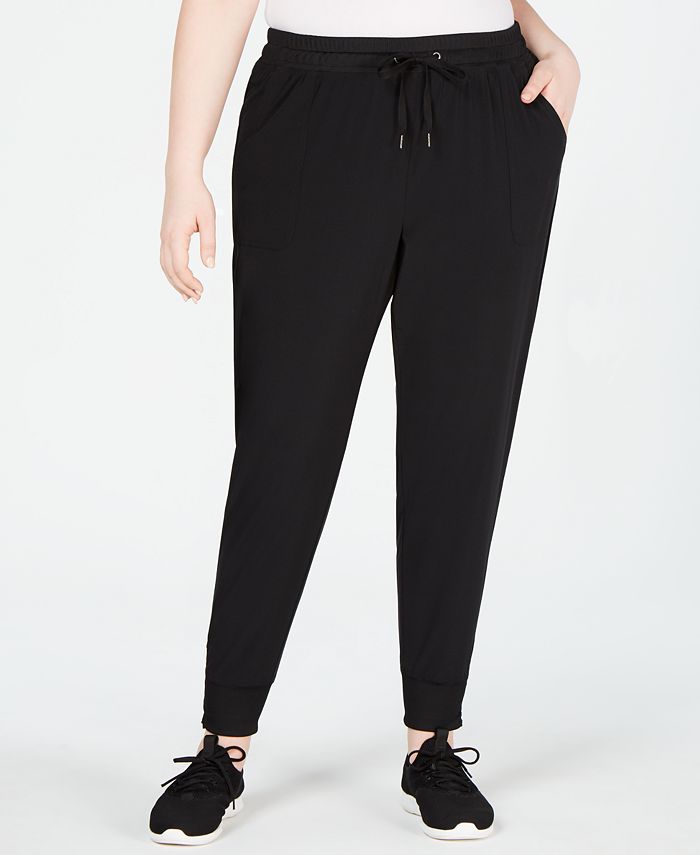 Ideology Women's Plus Fitness Running Track Pants Black Size 3X