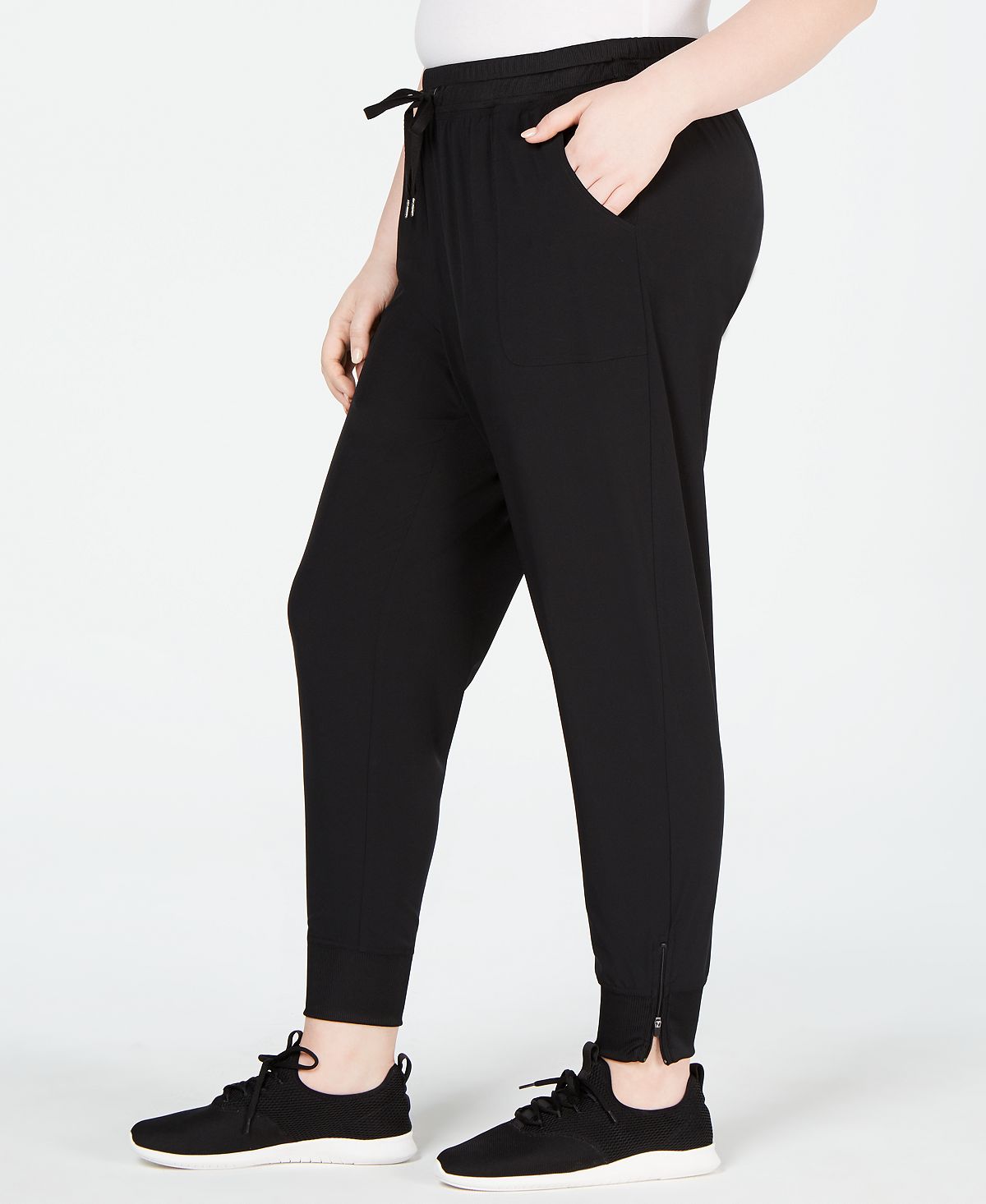 Ideology Women's Plus Fitness Running Track Pants Black Size 3X