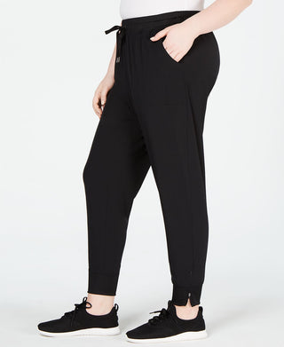 Ideology Women's Plus Fitness Running Track Pants Black Size 3X