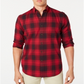 Club Room Men's Stretch Brushed Cotton Plaid Flannel Shirt Red Size Medium