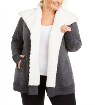 Ideology Women's Fleece Lined Jacket Gray Size 1X