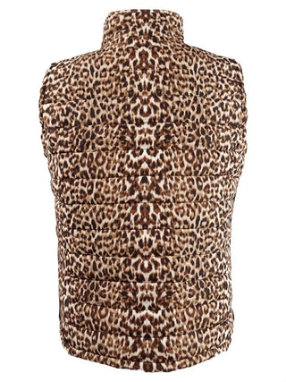 Calvin Klein Women's Plus Leopard Print Puffer Vest -Brown Size 0X