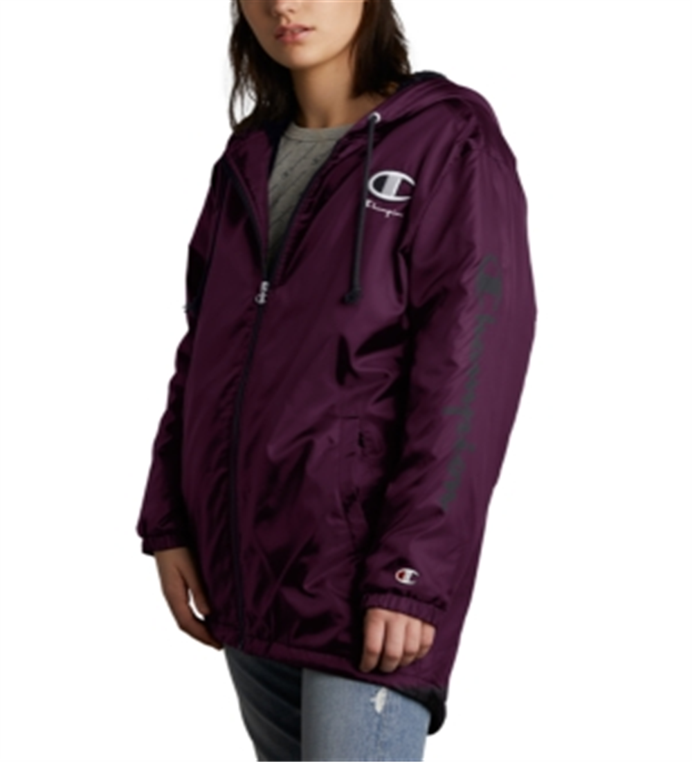 Champion Women's Fleece Lined Stadium Jacket Purple Size XX-Large