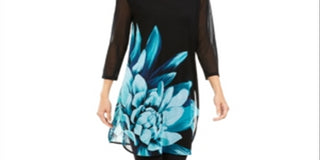 Alfani Women's Floral Print Tunic Black Size Petite Small