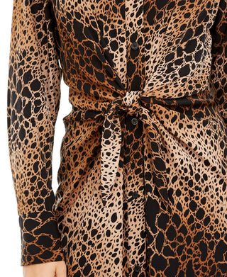 Alfani Women's Printed Shirtdress Brown Size 14