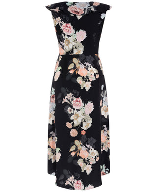 City Chic Women's Plus Floral Knot Front Wrap Dress Black Size 18W