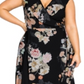 City Chic Women's Plus Floral Knot Front Wrap Dress Black Size 18W