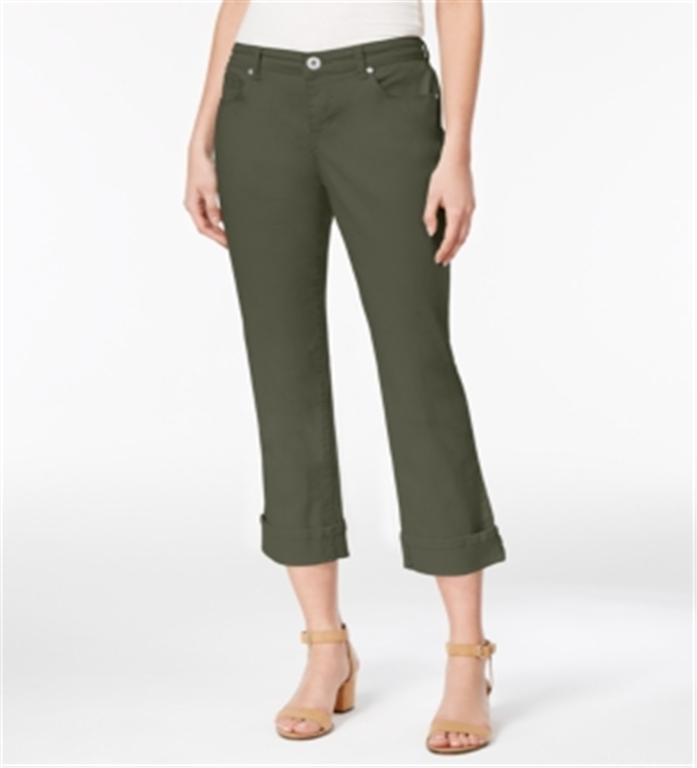 Style & Co Women's Curvy Cuffed Capri Jeans Green Size -10