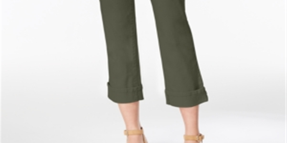 Style & Co Women's Curvy Cuffed Capri Jeans Green Size -10