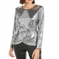 INC International Concepts Women's Twisted Sequined Top Silver Size X-Small