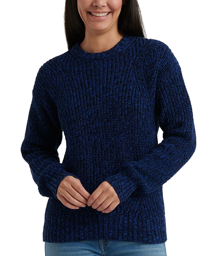 Lucky Brand Women's Ribbed Long Sleeve Jewel Neck Sweater Blue Size X-Large