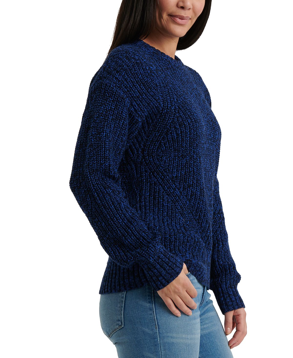 Lucky Brand Women's Ribbed Long Sleeve Jewel Neck Sweater Blue Size X-Large