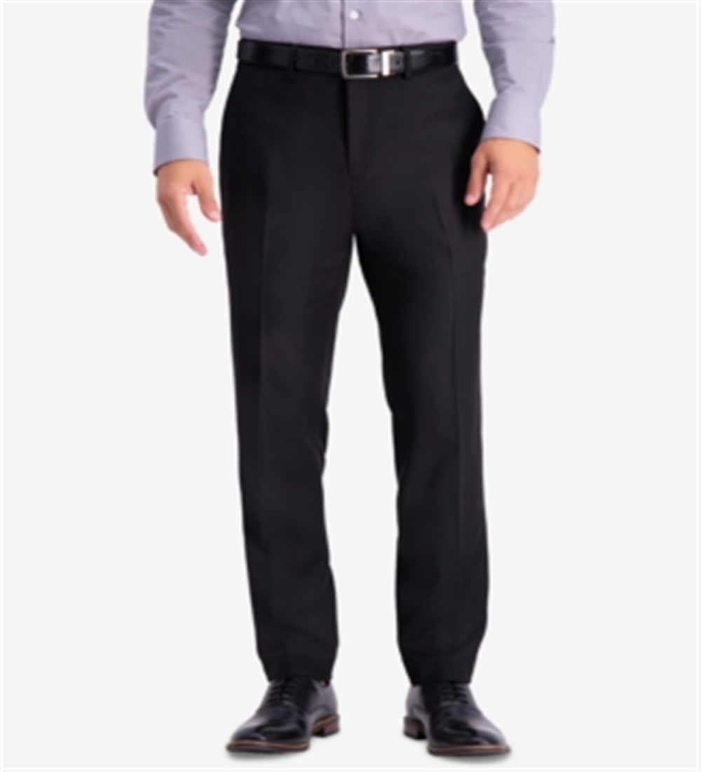 Kenneth Cole Reaction Men's Slim-Fit Stretch Premium Textured Weave Dress Pants Black Size 36X32