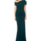 Betsy & Adam Women's Scuba Crepe Asymmetrical Gown Green Size 8