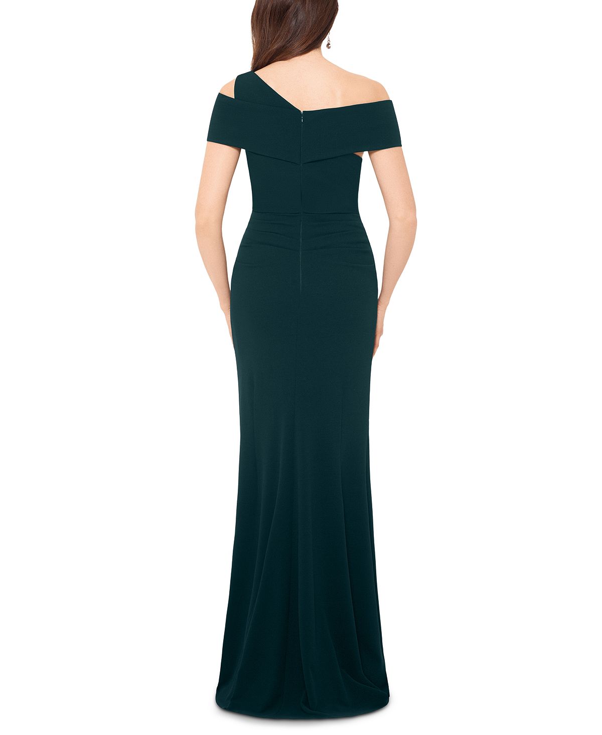 Betsy & Adam Women's Scuba Crepe Asymmetrical Gown Green Size 8