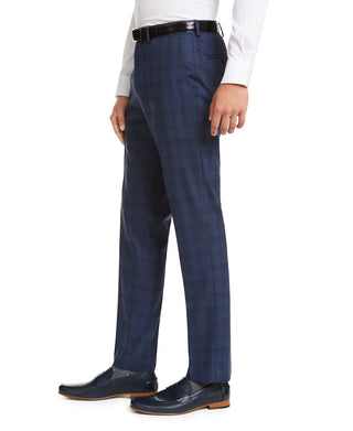 Bar III Men's Woven Plaid Dress Pants Blue Size 38X30