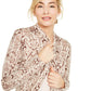 Charter Club Women's Snake Print Cashmere Cardigan Brown Size X-Large