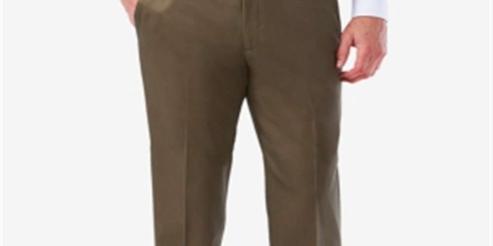 Haggar Men's Premium No Iron Classic Fit Flat Front Pants Green Size 44X32