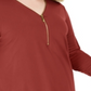 JM Collection Women's Plus Solid Zip Top Red Size 2X