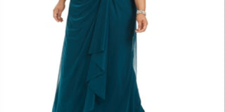 Betsy & Adam Women's Plus Lace Empire Waist Gown -Blue- Size 14W