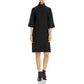 Eileen Fisher Women's Wool Mock Neck MIDI Dress Black Size Large