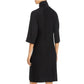 Eileen Fisher Women's Wool Mock Neck MIDI Dress Black Size Large