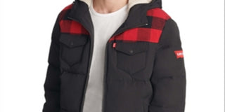 Levi's Men's Sherpa Fleece Hoodie Puffer Jacket Black Size Small