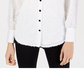 Alfani Women's Fringe Long Sleeves Button Down Top Brown Size X-Large