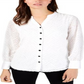 Alfani Women's Fringe Long Sleeves Button Down Top Brown Size X-Large