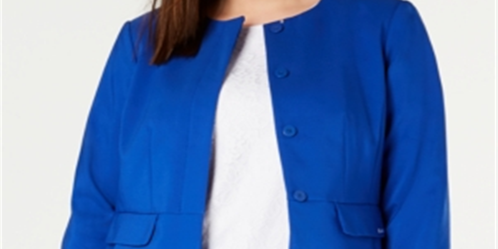 Calvin Klein Women's Wear to Work Jacket Blue Size Petite Small