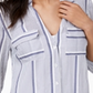 INC International Concepts Women's Striped Flap Pocket Shirt Blue Size X-Small