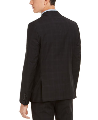 Calvin Klein Men's Skinny Fit Infinite Stretch Plaid Suit Separate Jacket Black Size 44