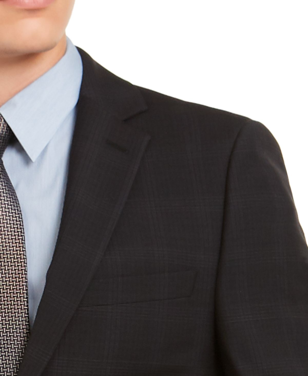 Calvin Klein Men's Skinny Fit Infinite Stretch Plaid Suit Separate Jacket Black Size 44