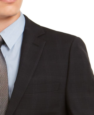 Calvin Klein Men's Skinny Fit Infinite Stretch Plaid Suit Separate Jacket Black Size 44