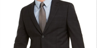 Calvin Klein Men's Skinny Fit Infinite Stretch Plaid Suit Separate Jacket Black Size 44