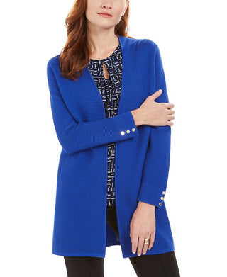 Kasper Women's Open Front Cardigan Blue Size Medium