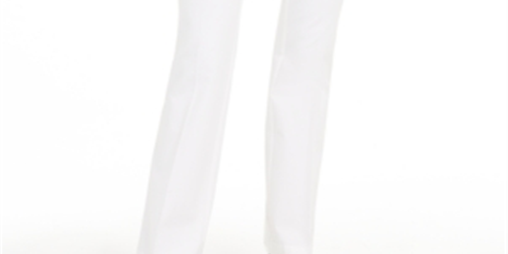 Alfani Women's High Waist Belted Straight Leg Pants White Size 14