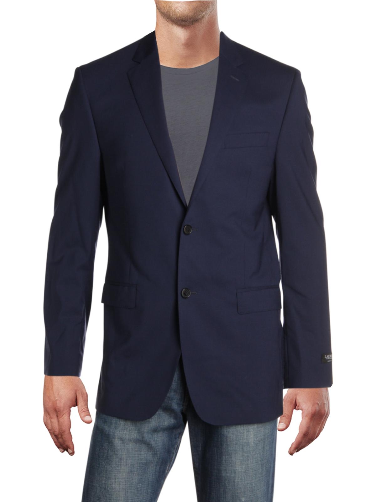 Ralph Lauren Men's Wool Slim Fit Two Button Blazer Blue Size 46