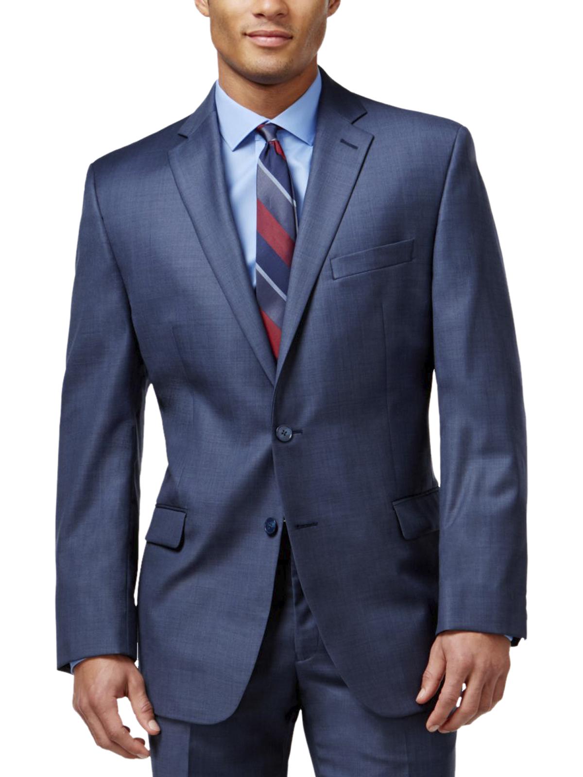 Calvin Klein Men's Wool Slim Fit Two Button Suit Jacket Blue Size 44