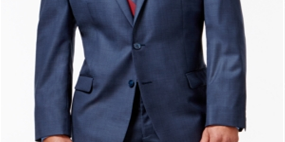 Calvin Klein Men's Wool Slim Fit Two Button Suit Jacket Blue Size 44