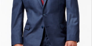 Calvin Klein Men's Wool Slim Fit Two Button Suit Jacket Blue Size 44