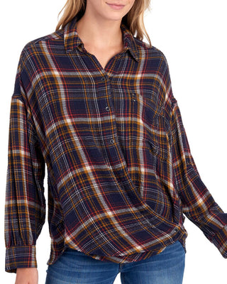 Free People Women's Hidden Valley Button Down Shirt Long Sleeve Blue Size X-Small