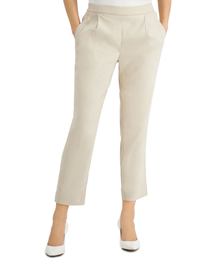 Alfani Women's Pleat Front Slim Leg Ankle Pants Brown Size XX-Large