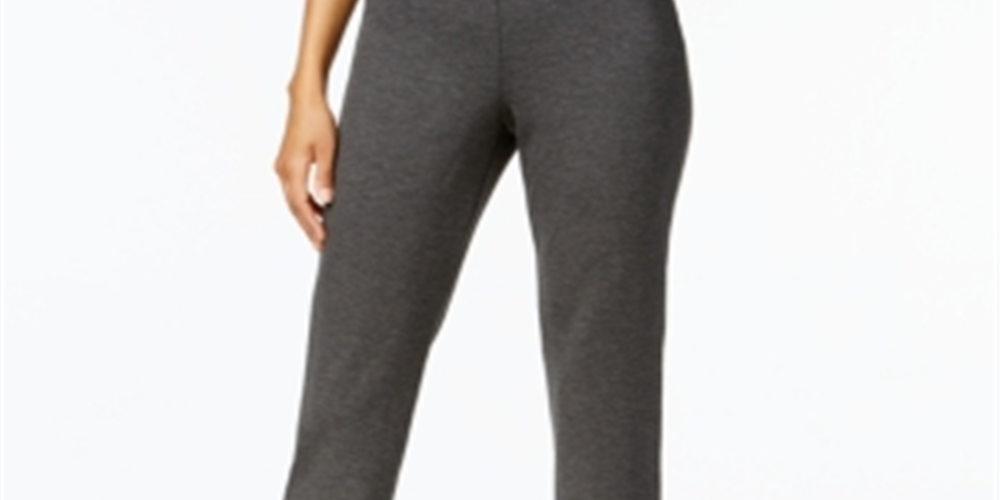 JM Collection Women's Ponte Pull on Straight Leg Pants Gray Size Petite XL