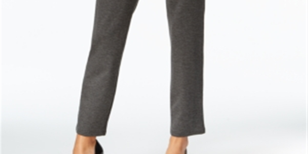 JM Collection Women's Ponte Pull on Straight Leg Pants Gray Size Petite XL