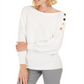 JM Collection Women's Button Sleeve Sweater Brown Size X-Small