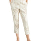 Alfani Women's Linen Floral Print Ankle Pants Brown Size X-Large